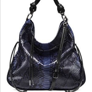 Stuart Weitzman The Laela Hobo Blue Printed Python